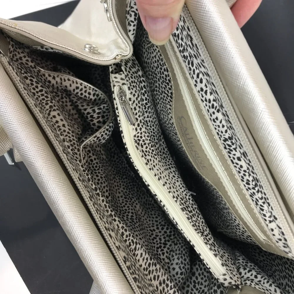 Catherine Malandrino Silver metallic leather tote with crossbody strap